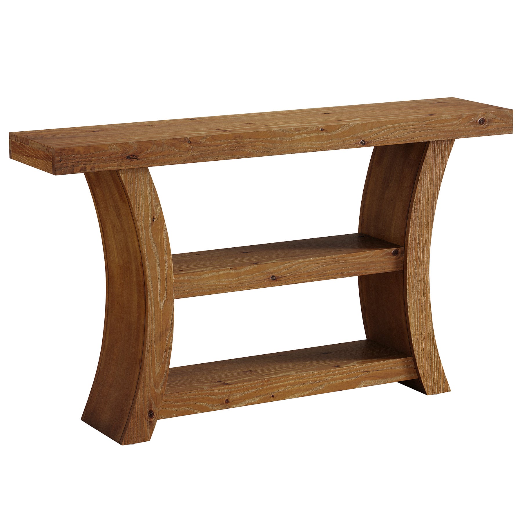 55" Solid Wood Console Table, 3-Tier Entryway Sofa Table with Open Shelves for Entrance