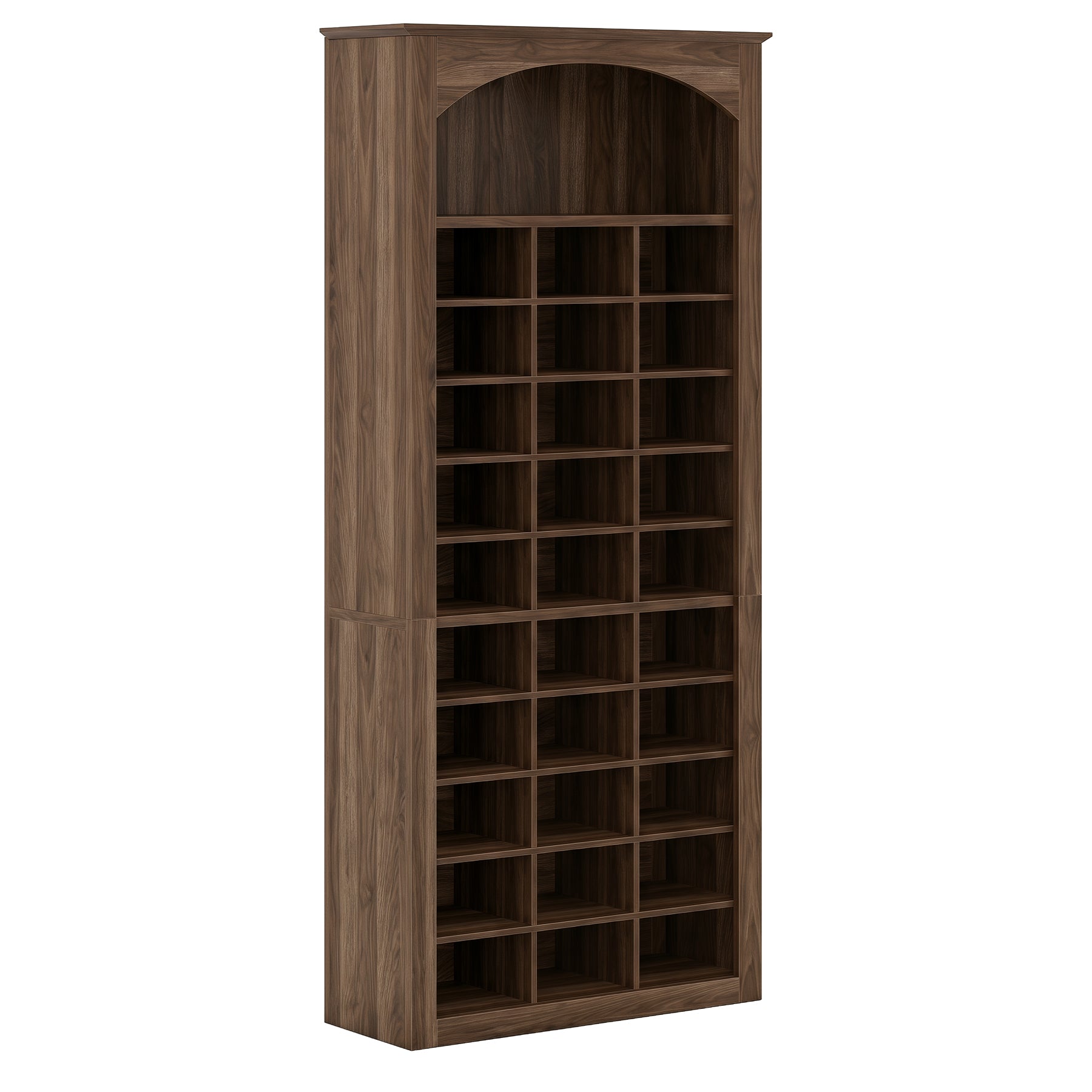 30-Cube Shoe Rack, 68.9" Shoe Cabinet with Arched Display Shelf for Entryway