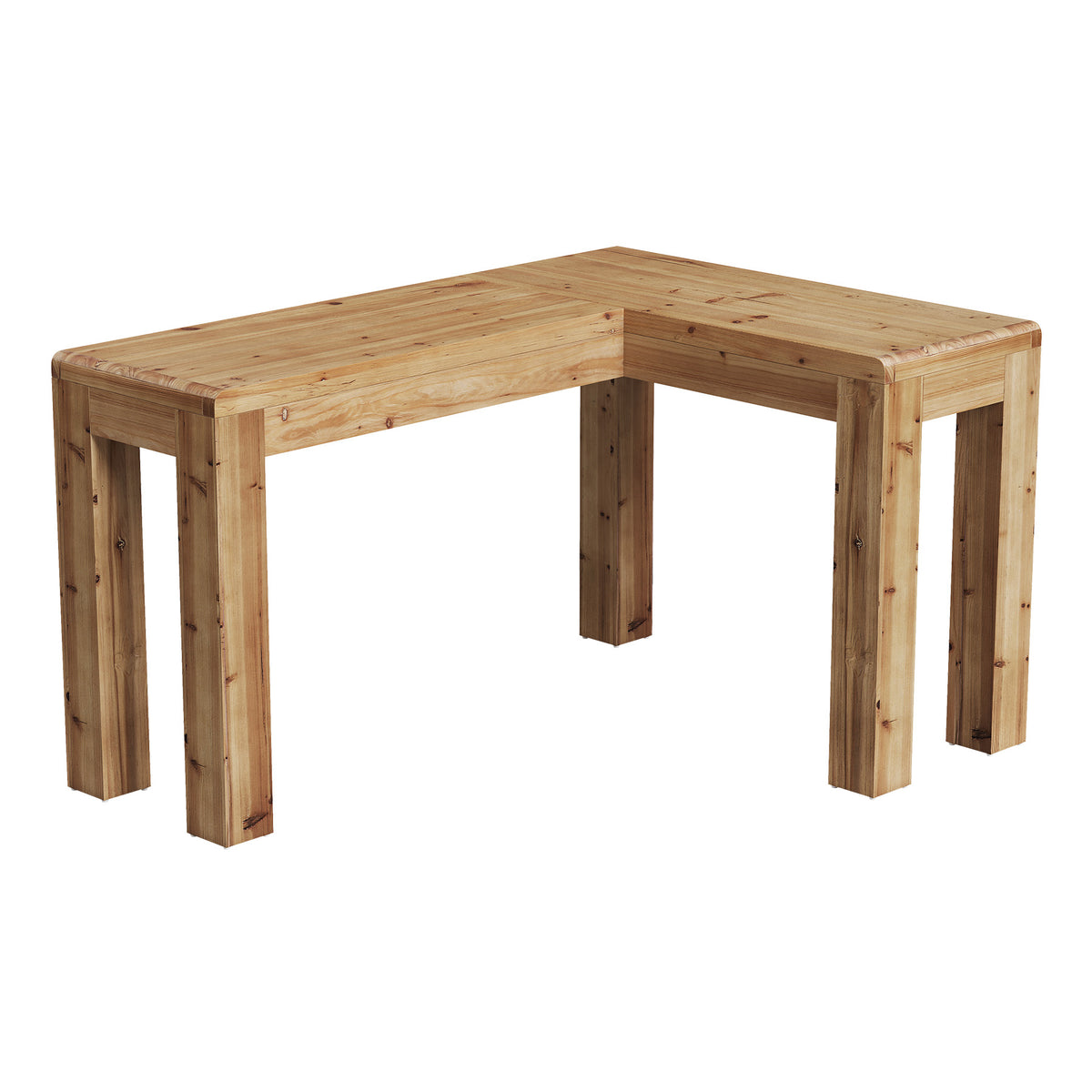 63" Solid Wood L-Shaped Bar Table, Corner Dining Table for Kitchen