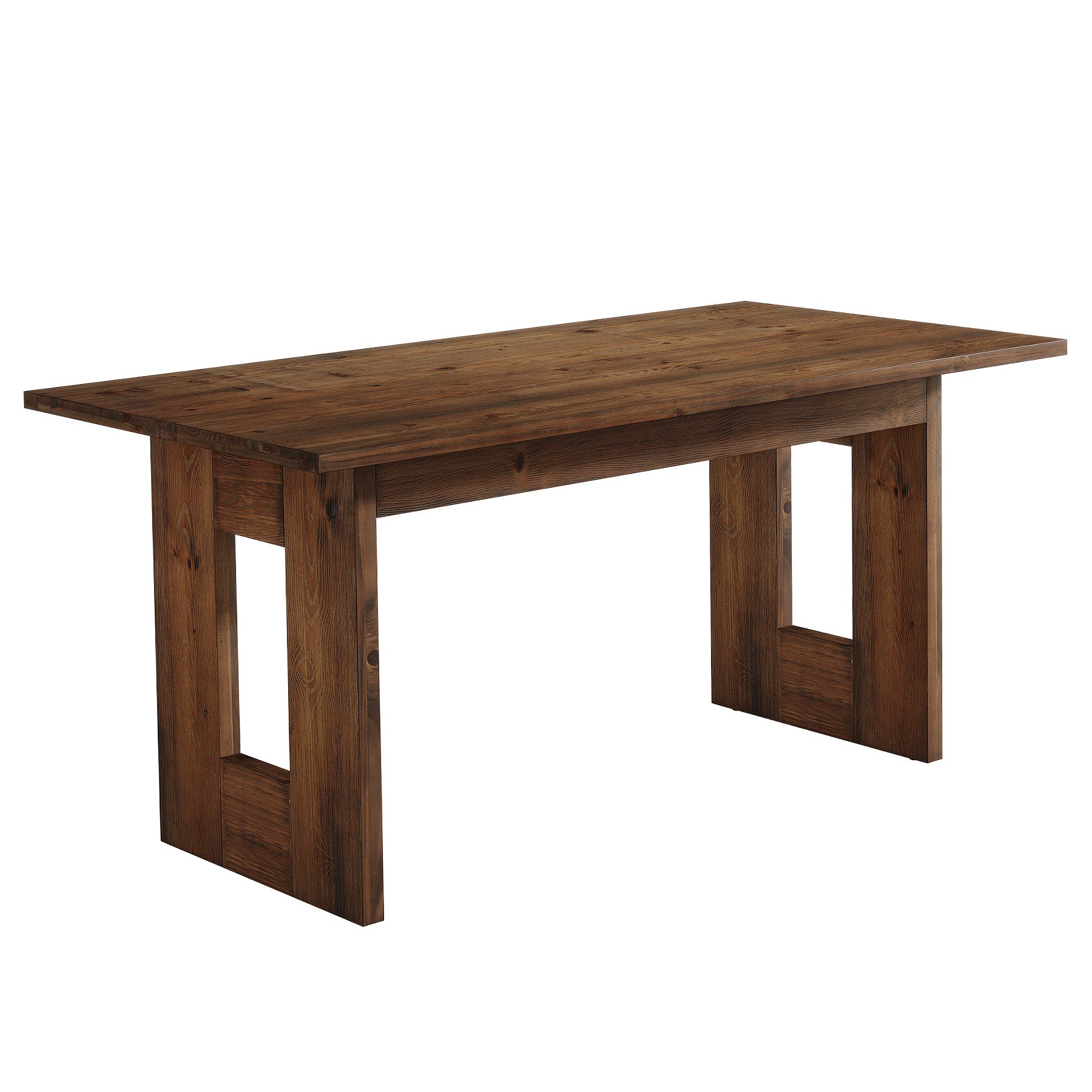 63" Solid Wood Dining Table, Rectangular Kitchen Table for 4-6 People with Thick Top