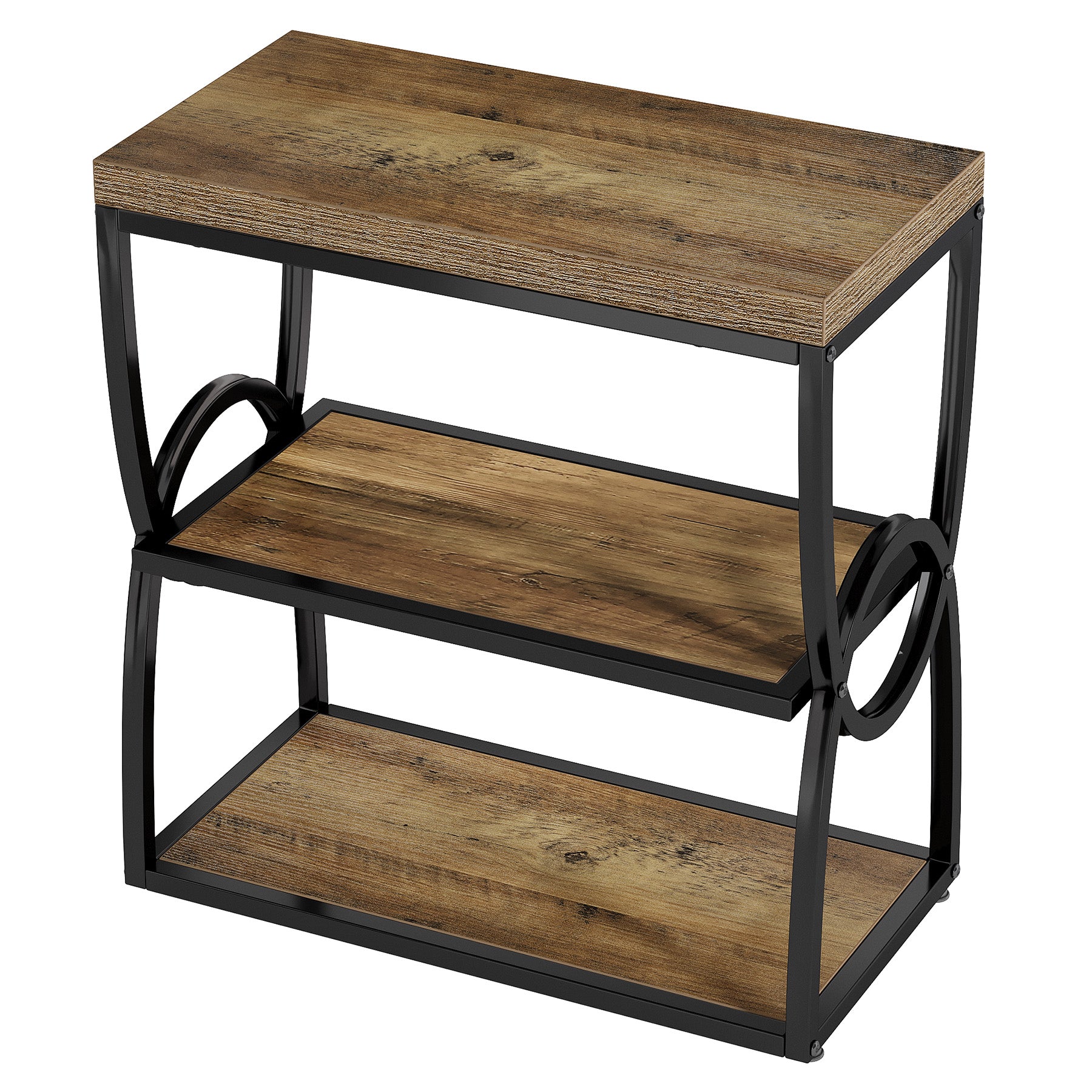Tribesigns 25.59-Inch Industrial Narrow End Table with 3 Open Shelves, Slim Side Table for Small Spaces