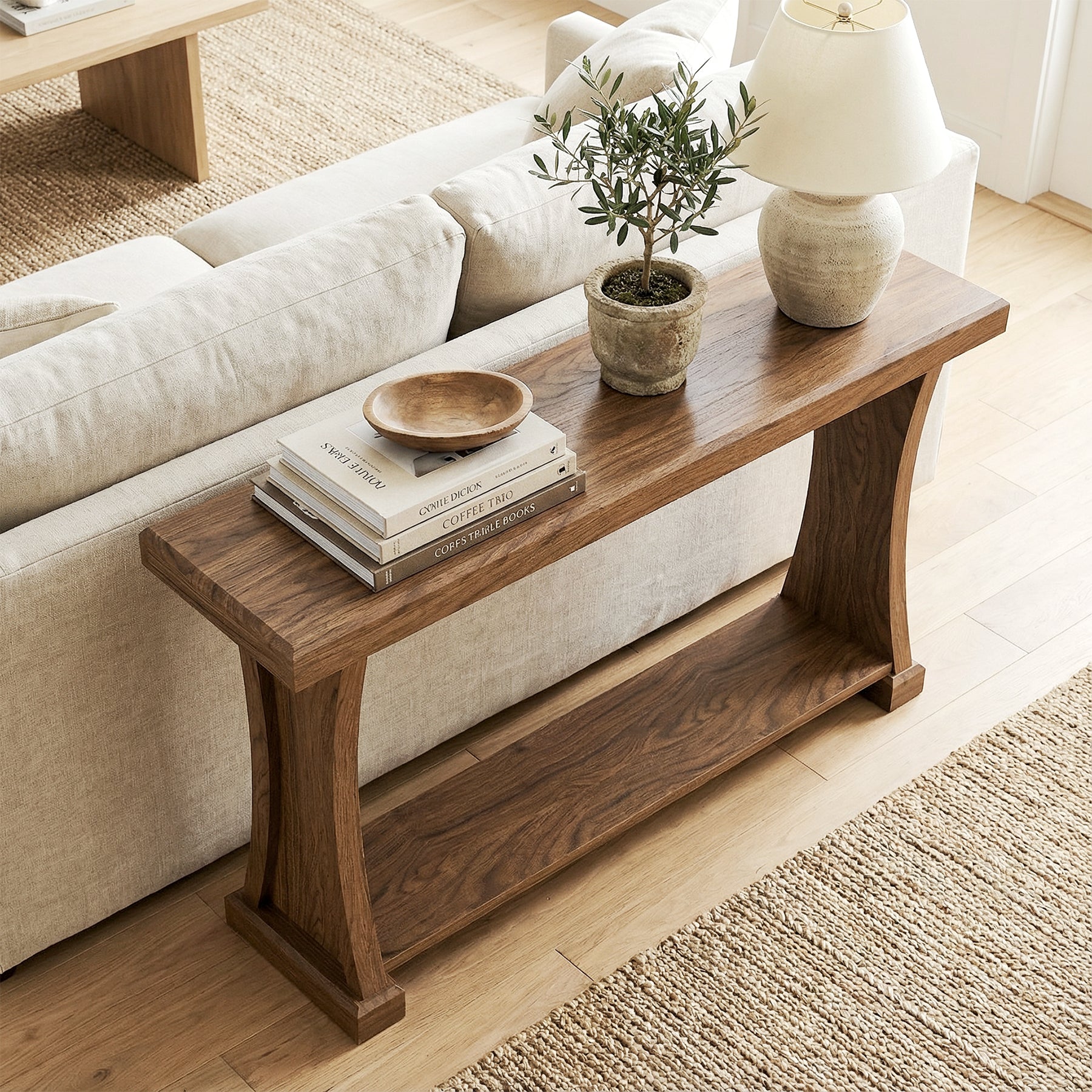 2-Tier Console Table, 63” Narrow Entryway Sofa Table with Storage Shelf