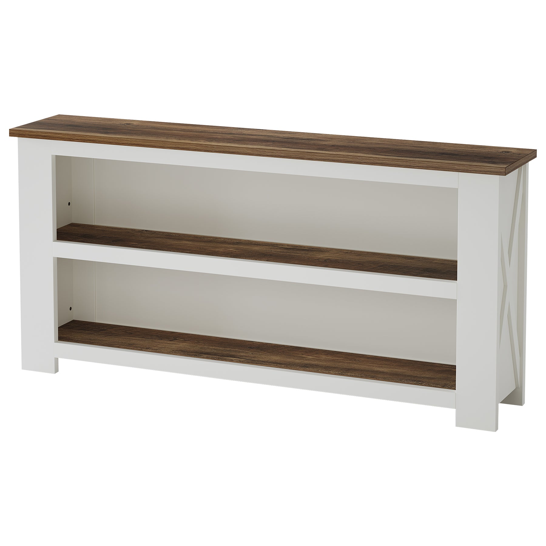 63" TV Stand for TVs up to 75 Inches, Farmhouse Entertainment Center with 3-Tier Storage