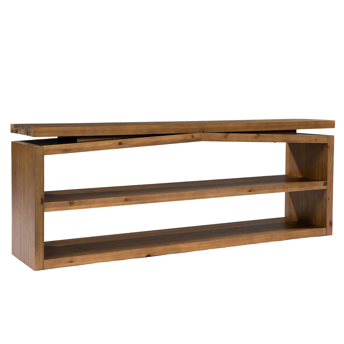 63" Farmhouse Solid Wood Console Table, 3-Tier Entryway Sofa Table with Open Shelves