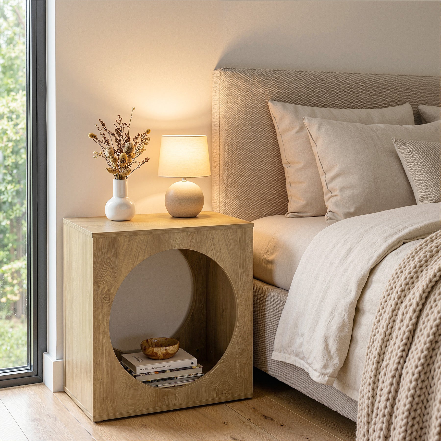 23.62" Modern Wooden End Table, 2-Tier Rectangular Side Table