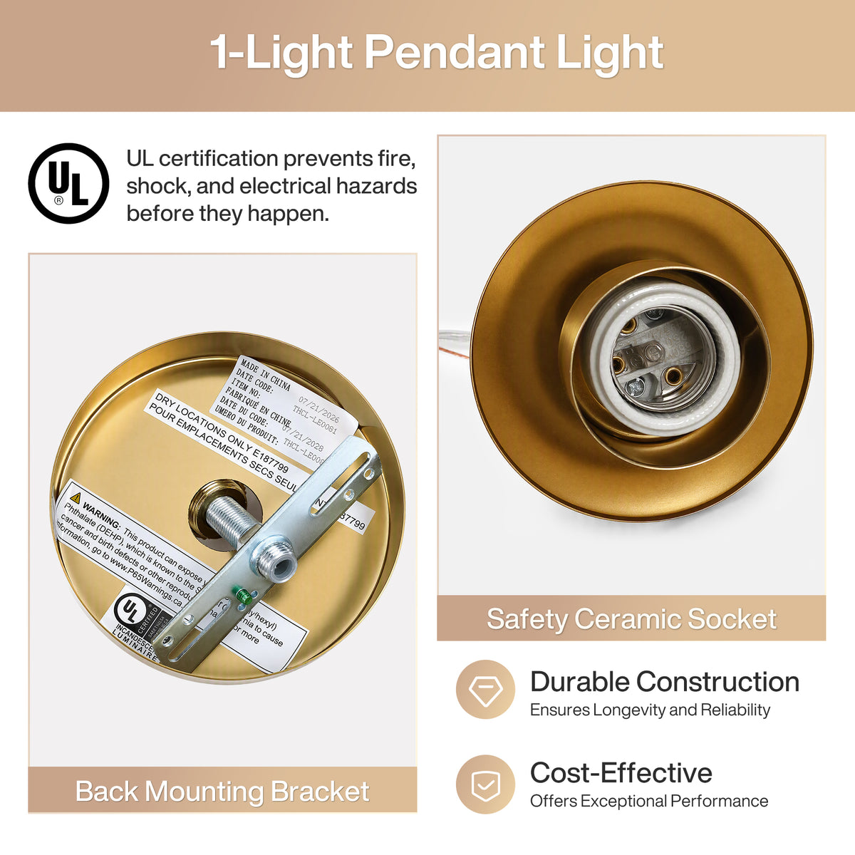 Milky White Ribbed Glass Pendant Light, Brass Adjustable Hanging Light