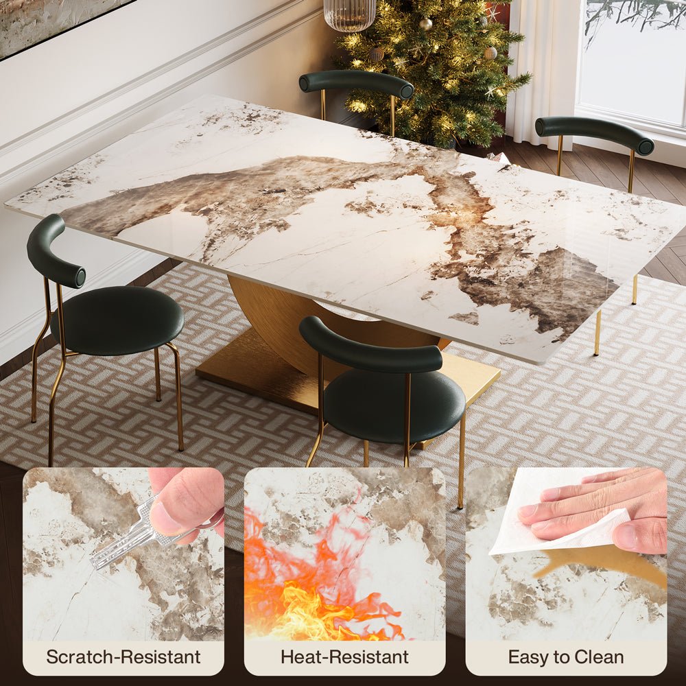 79" Sintered Stone Dining Table with Stainless Steel Pedestal for 8 people