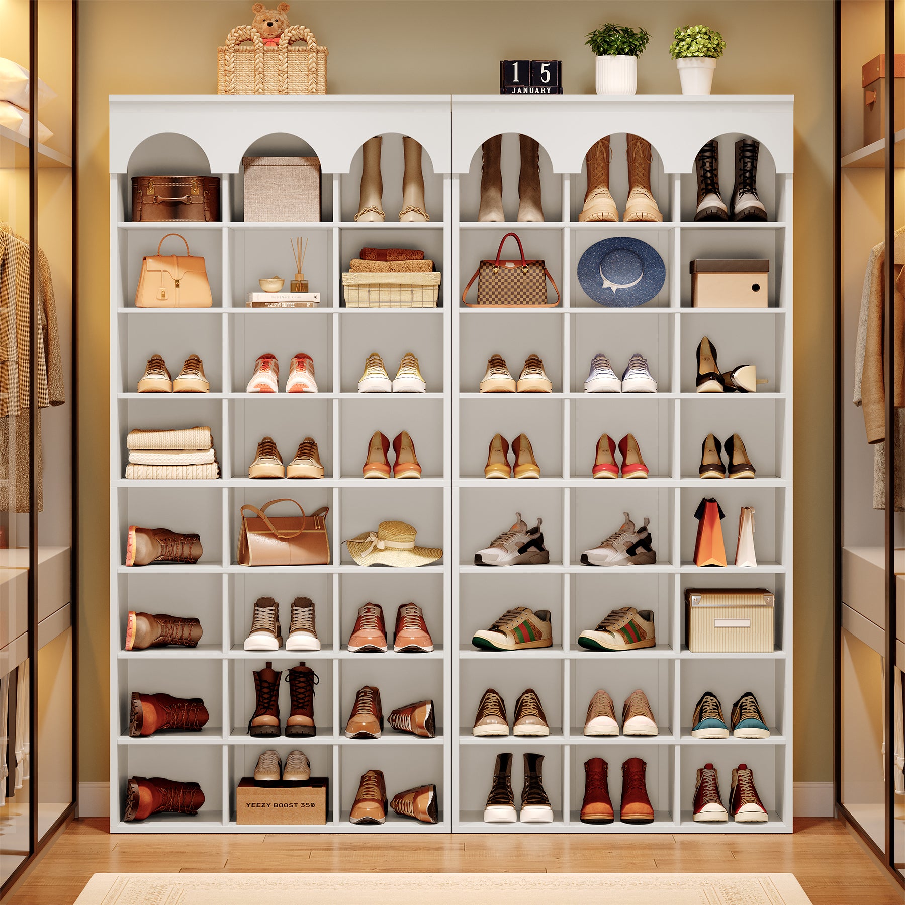 70.87" Shoe Storage Cabinet, Freestanding Shoe Rack with 24 Cubbies