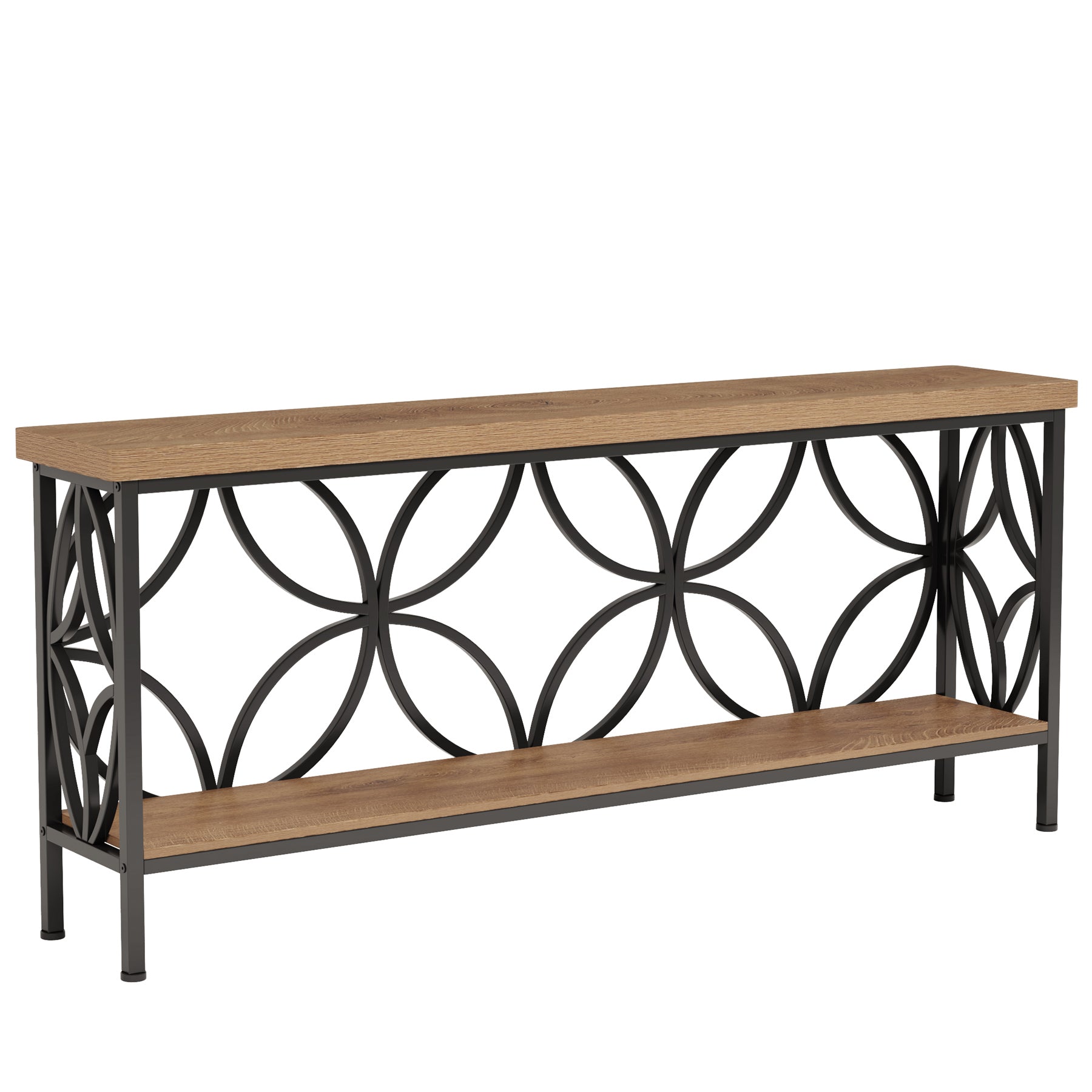 2-Tier Console Table, 70.9" Industrial Sofa Table Behind Couch