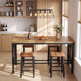 63" Industrial Bar Height Dining Table, Metal Footrest & Decorative Frame, Rectangular Pub Table(Only Table) 3