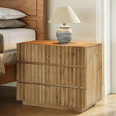 Oversized Solid Wood Nightstand, 31.5" Bedside Table with 3 Drawers 3