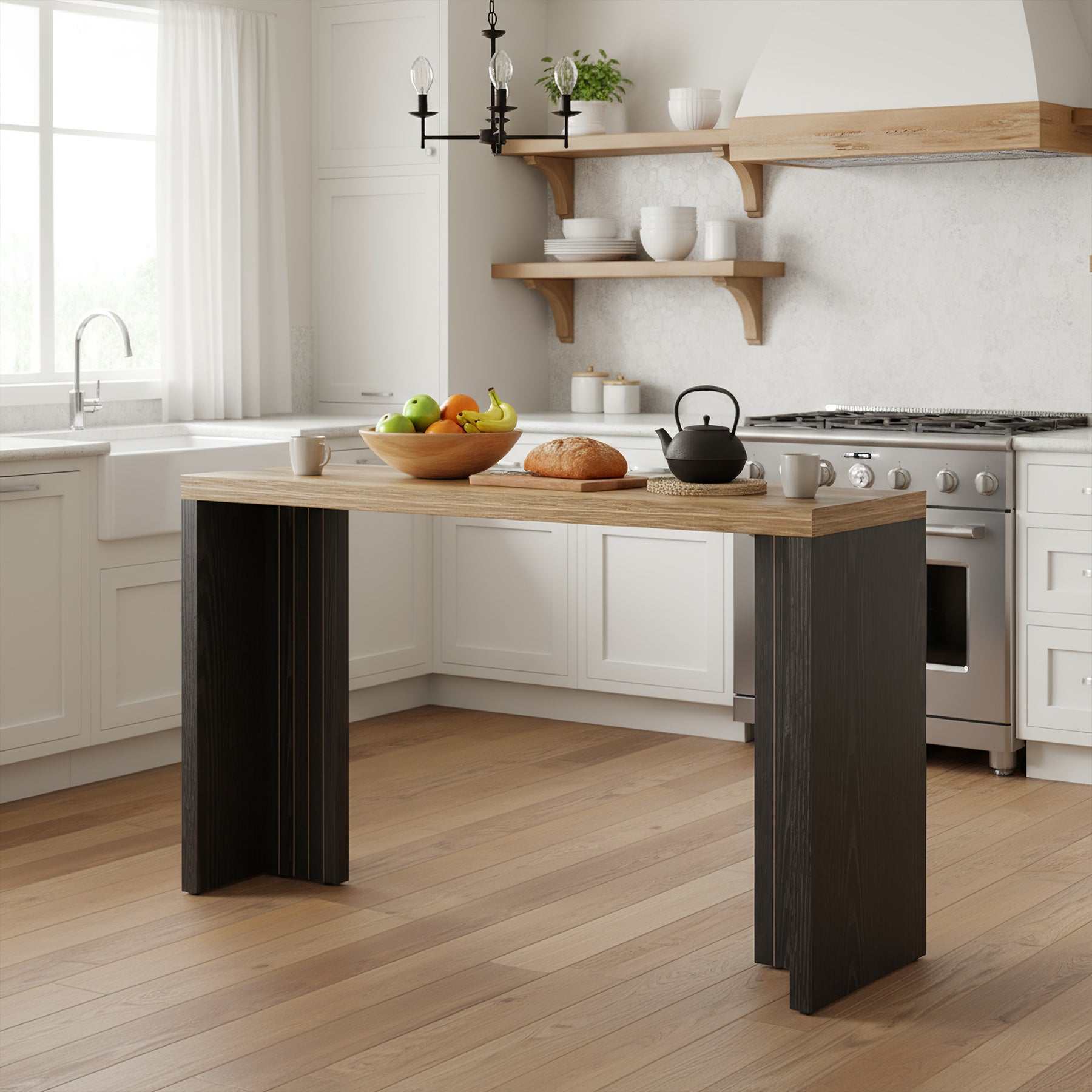 55" Counter Height Bar Unit with Faux Marble Top, Rectangular Home Pub Table