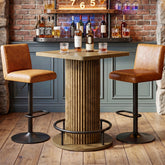 Square Bar Table, 39" H Bistro Pub Table with Ergonomic Metal Footrest for Apartment Cafe (Only Table) 3