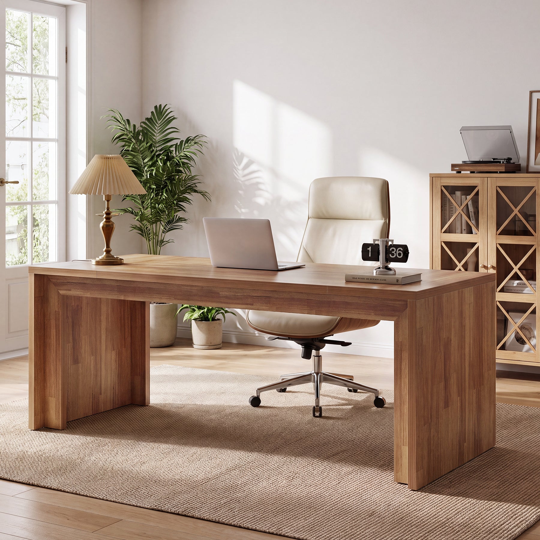 Two-Person Desk, 78.4" Extra-Long Computer Executive Desk for Home Office