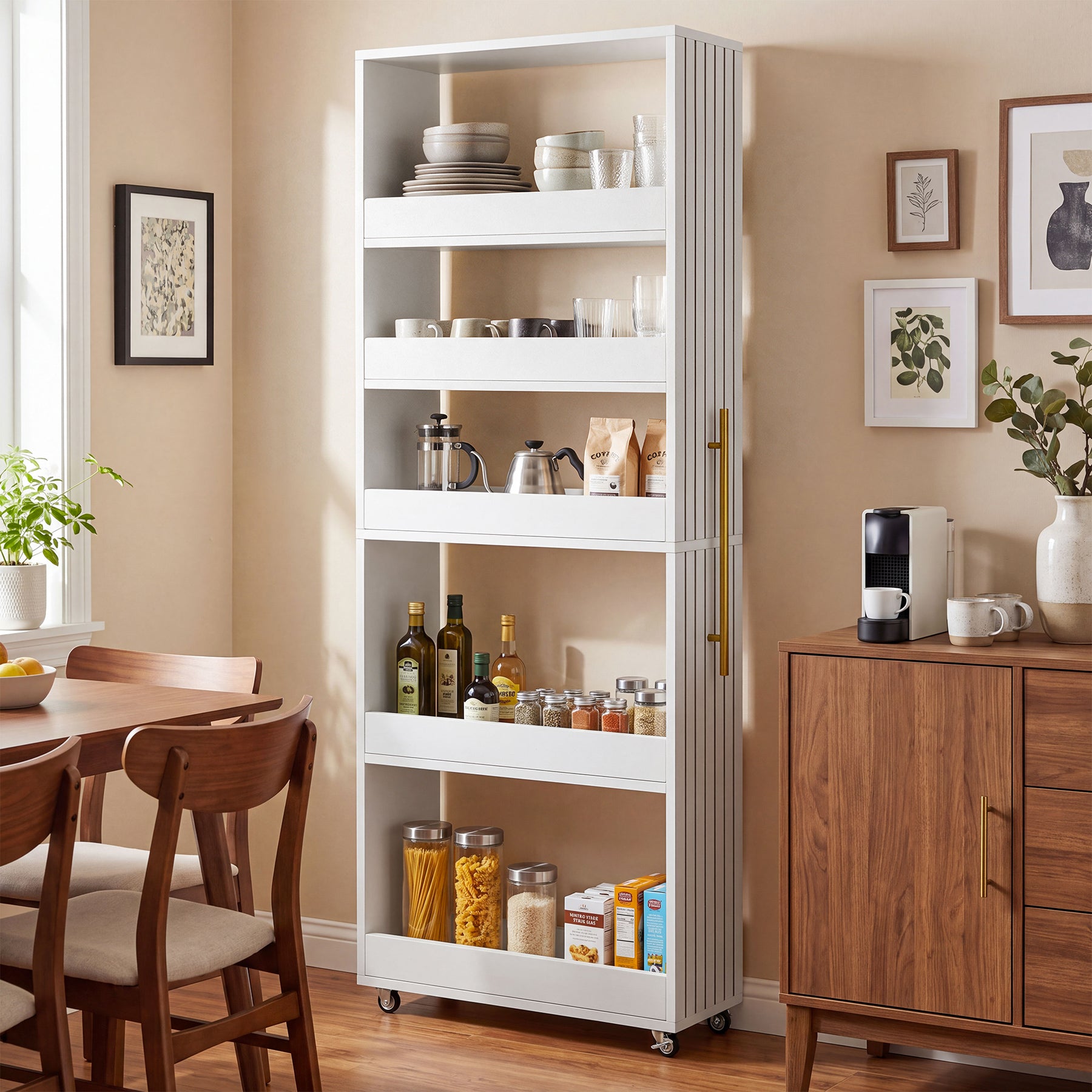 63-Inch Slim Rolling Storage Cart, 5-Tier Narrow Organizer with Wheels for Small Spaces