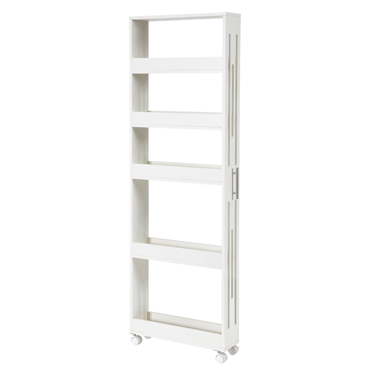 65" Slim Storage Cart on Wheels, 5-Tier Kitchen Cart Skinny Utility Mobile Shelf Organizer