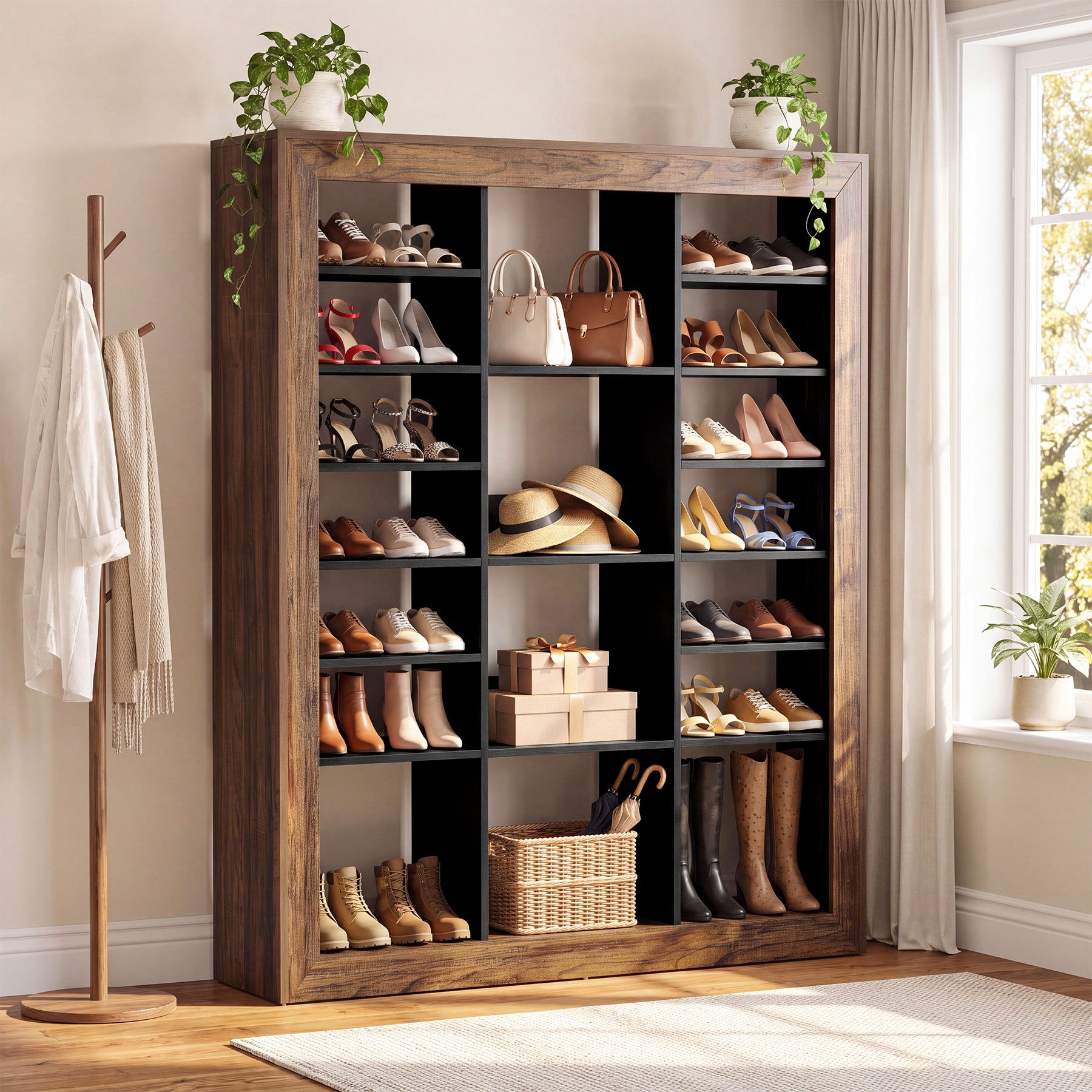 59" Tall Shoe Rack, Adjustable Shoes Organizer for Entryway, Up to 40 Pairs