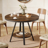 35" Round Dining Table for 2-4 People, 2-Tier Industrial Small Kitchen Dinner 3