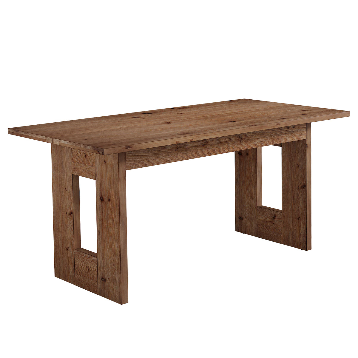 63" Solid Wood Dining Table, Rectangular Kitchen Table for 4-6 People with Thick Top