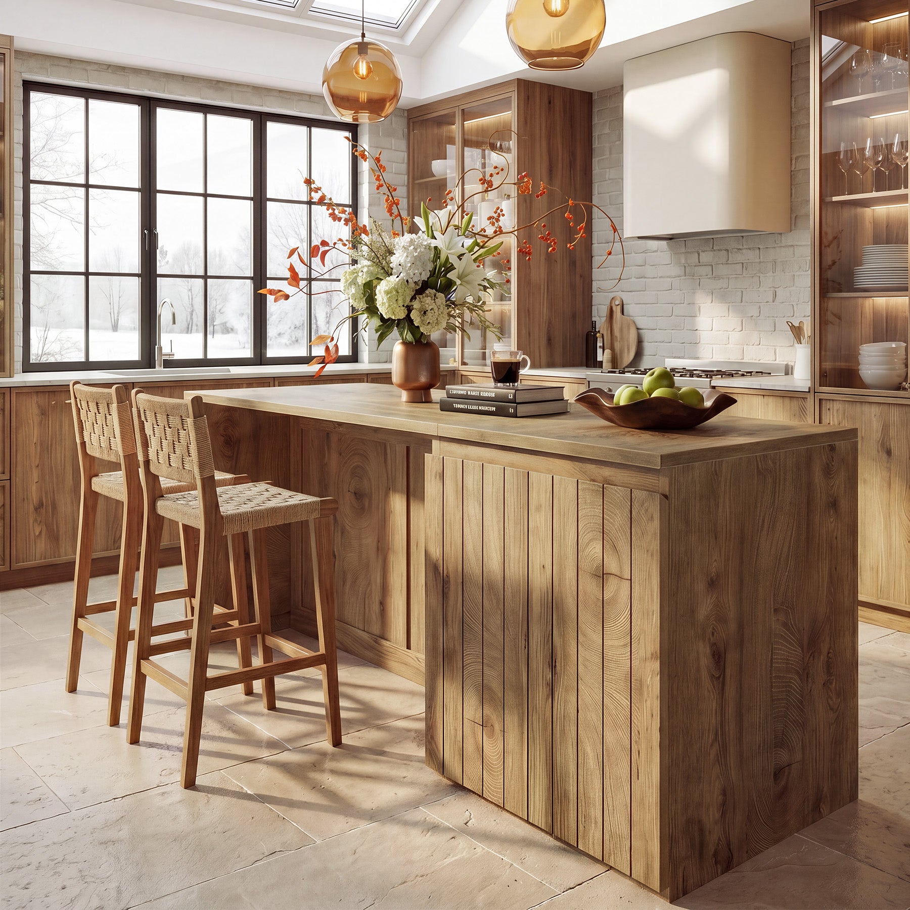 71" Kitchen Island with Cabinet & Shelves, Counter Height Farmhouse Work Island