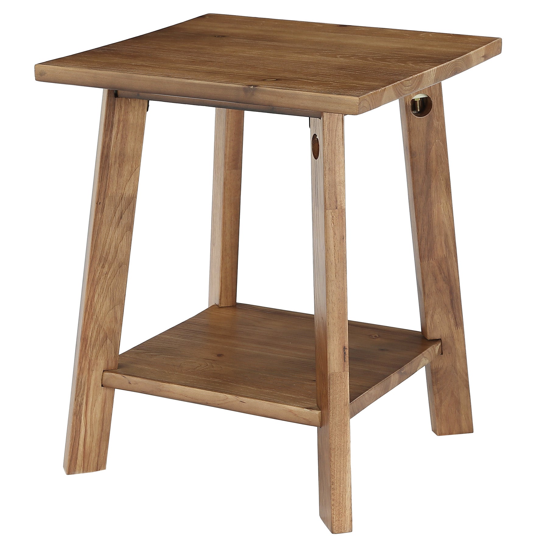 19.69" Solid Wood End Table, Small Side Table with 2-Tier Storage Shelf for Living Room