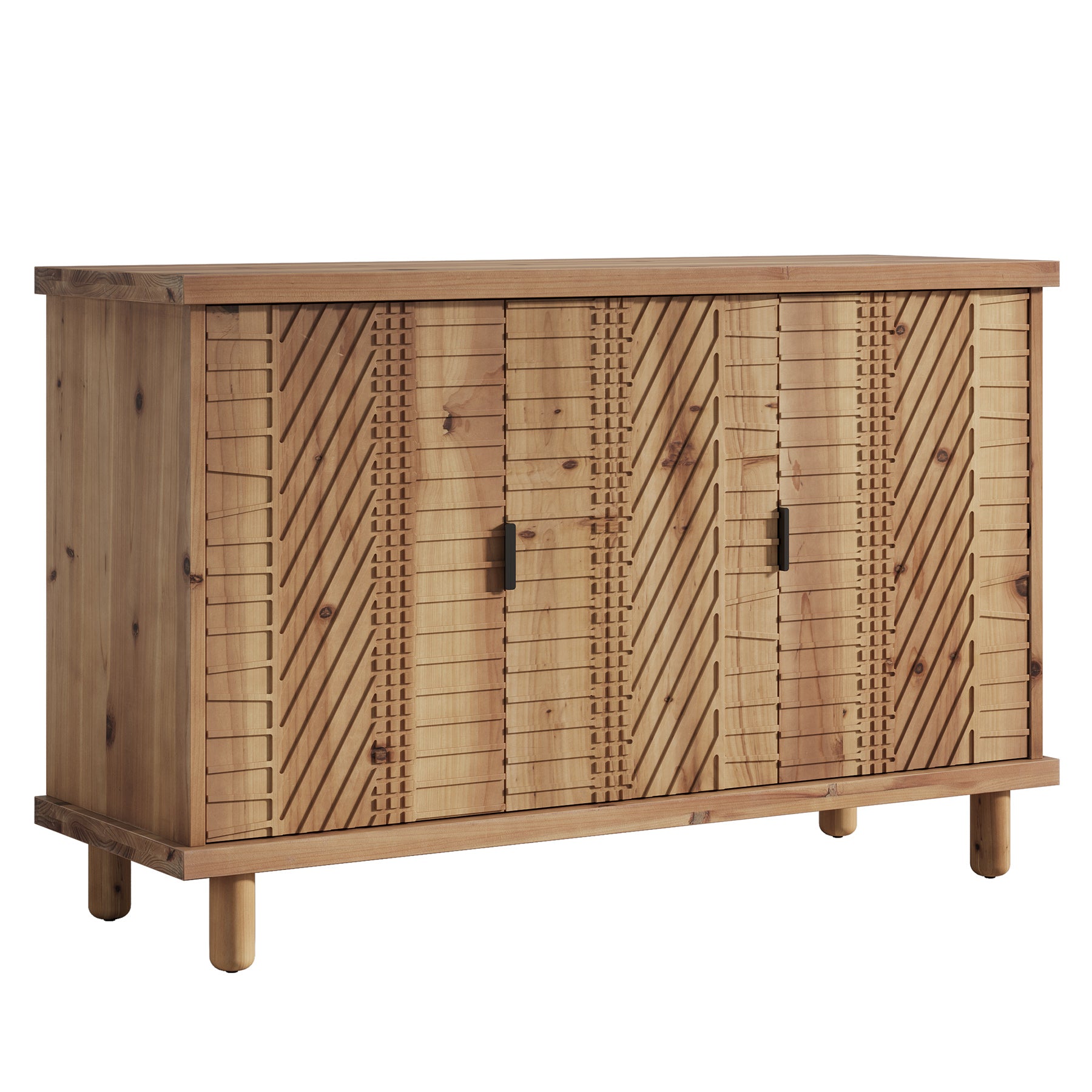 Wood Sideboard Buffet, Modern Kitchen Storage Cabinet with 2 Adjustable Shelves