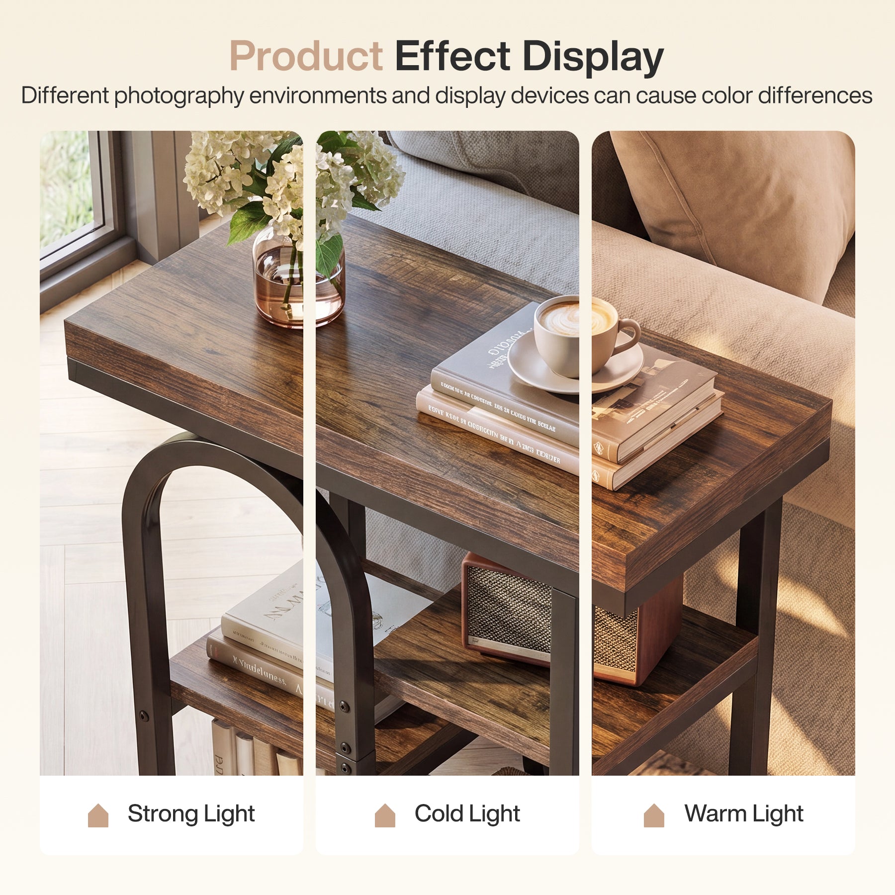 23.6" Narrow End Table, 4-Tier Side Table Nightstand for Living Room