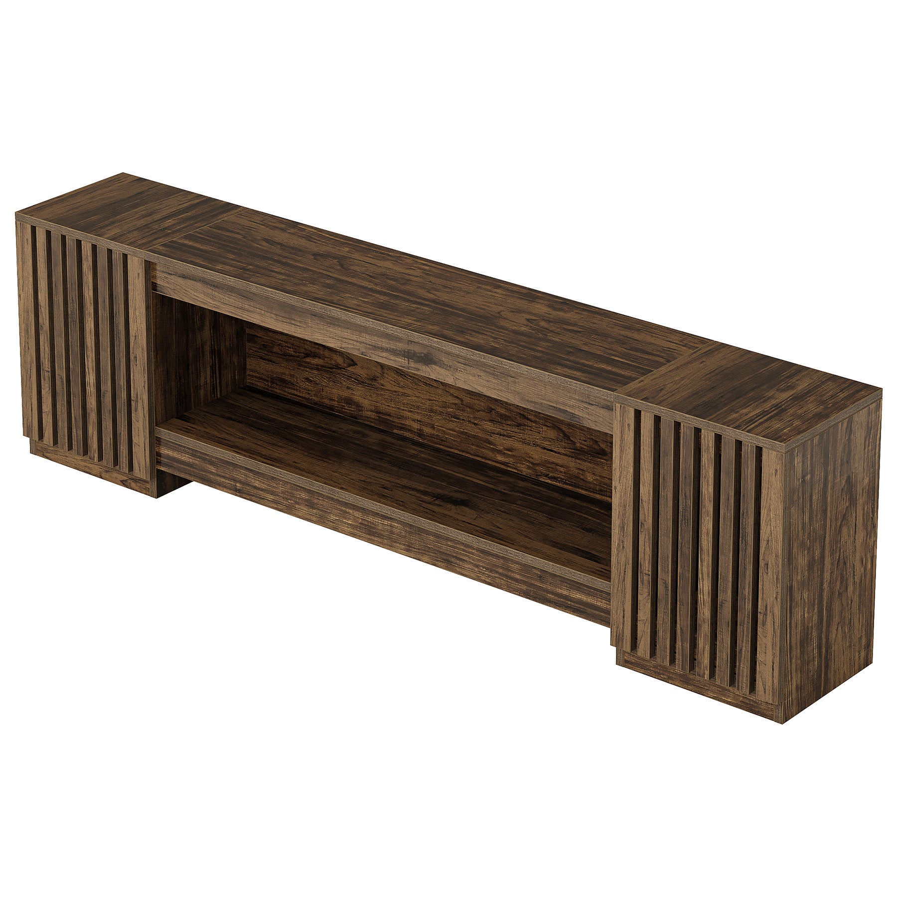 78" TV Stand for Up to 85" TVs, Farmhouse TV Console Table with Cabinets & Open Shelf