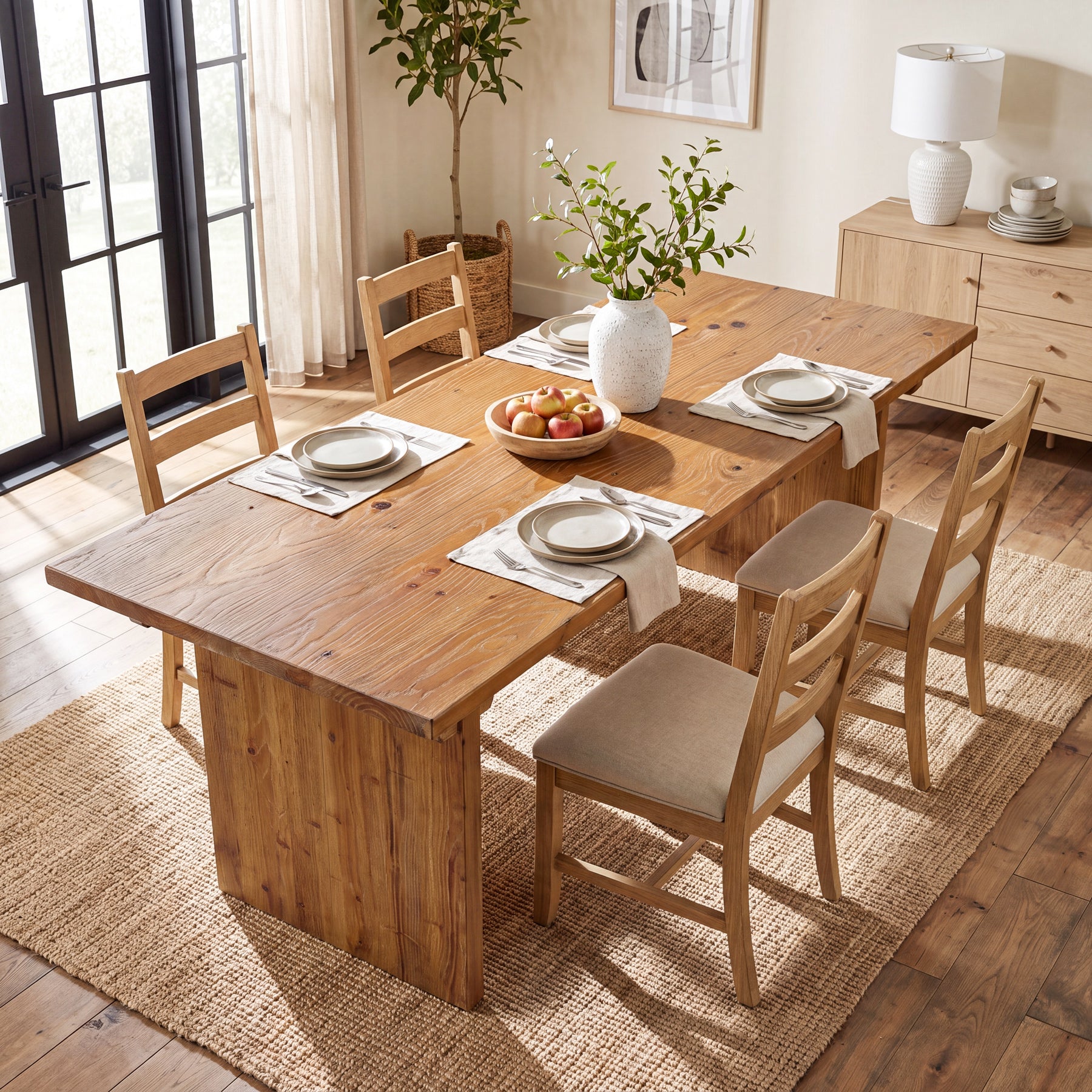 70.9" Solid Wood Dining Table for 4-6, Rectangle Dinner Table for Dining Room