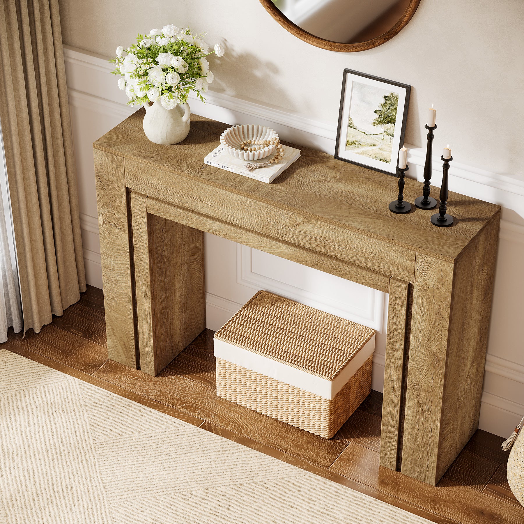 41" Modern Farmhouse Console Table, Entryway Sofa Table with Double Base for Hallway, Living Room, or Entrance