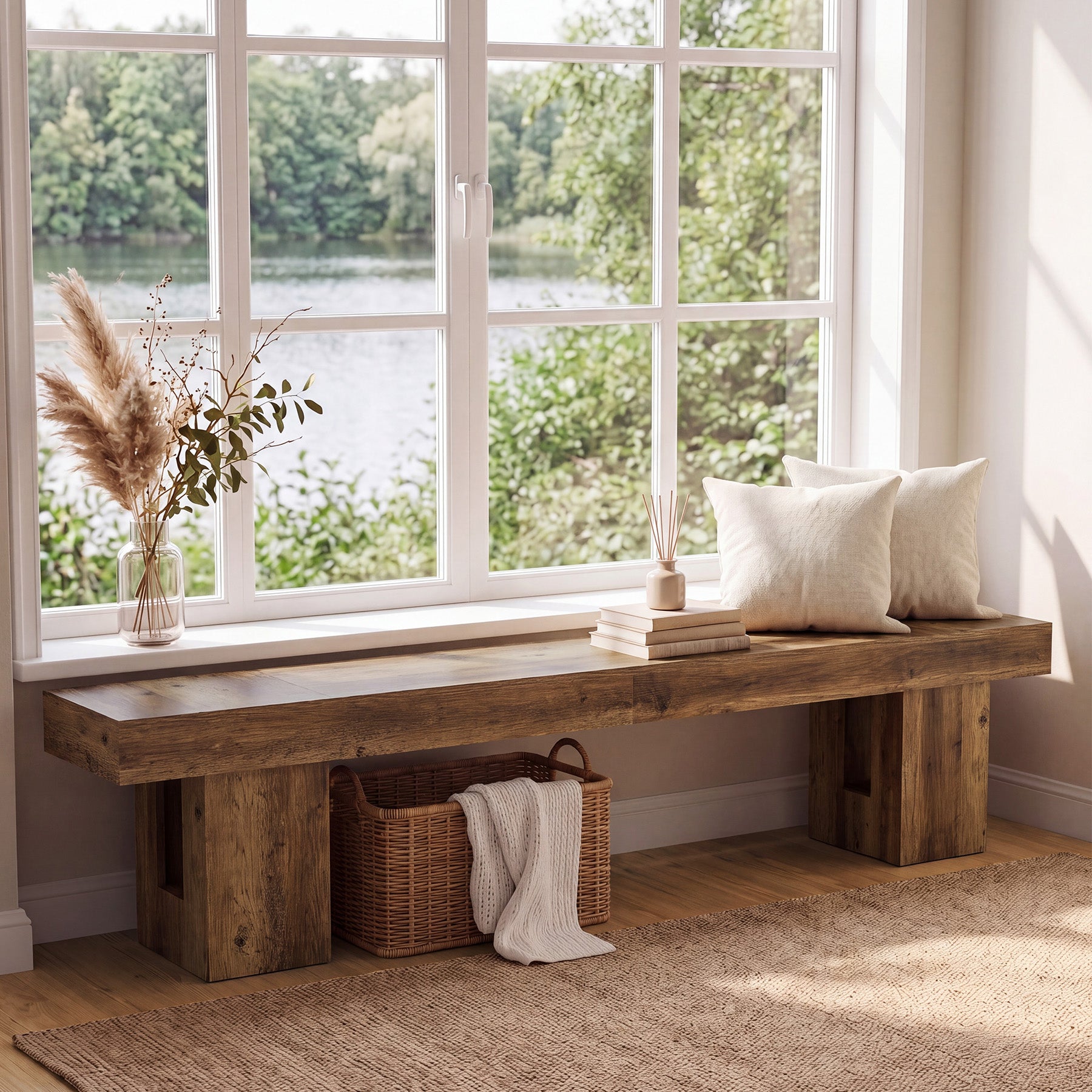 83" Entryway Bench, Extra-Long Shoe Bench with Sturdy Base for Hallway