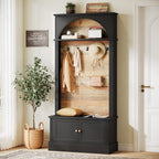 70.8" Hall Tree, 4-in-1 Entryway Shoe Storage with 5 Double Hooks
