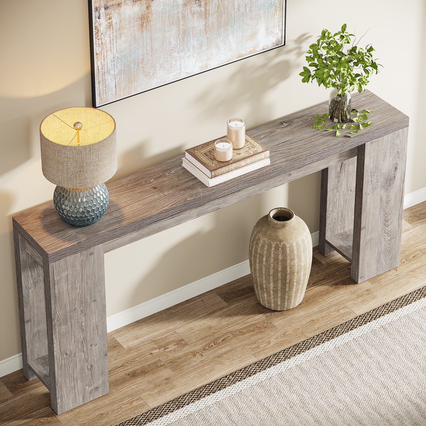 70.9" Extra Long Farmhouse Console Table, Narrow Sofa Table for Entryway