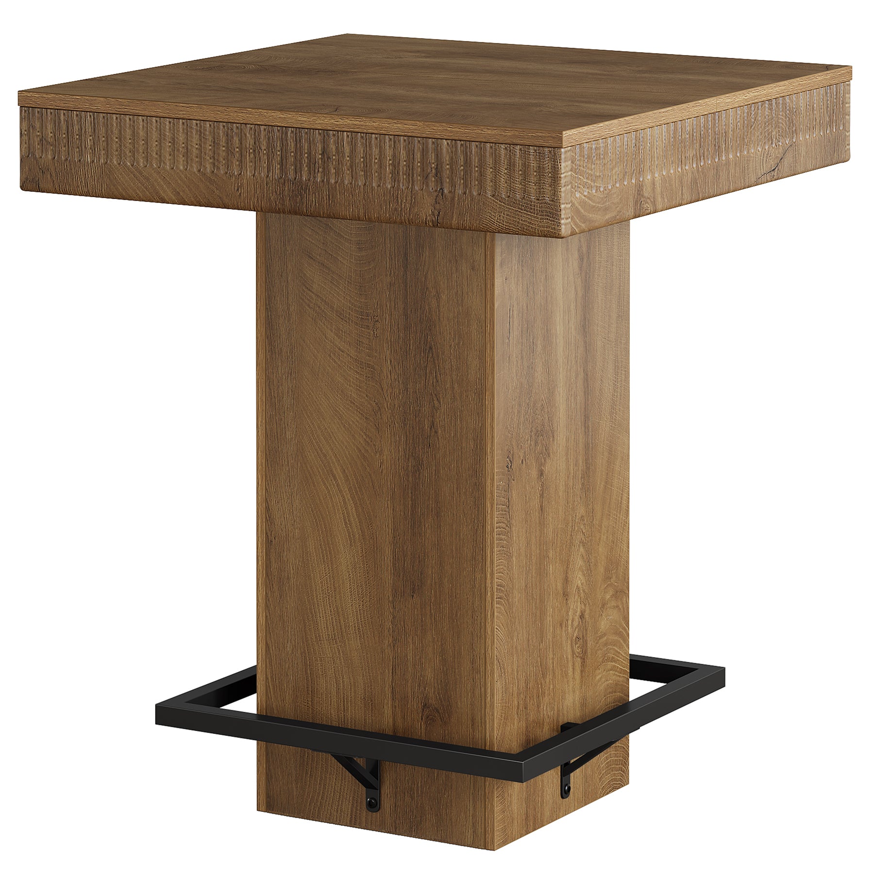 Square Bar Table, Industrial Bistro Pub Table with Metal Footrest