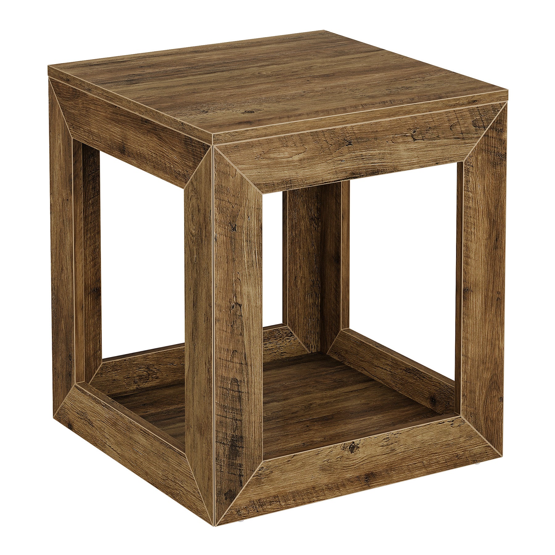 Square End Table, 9.7" Side Table Nightstand with 2-Tier Storage Shelf