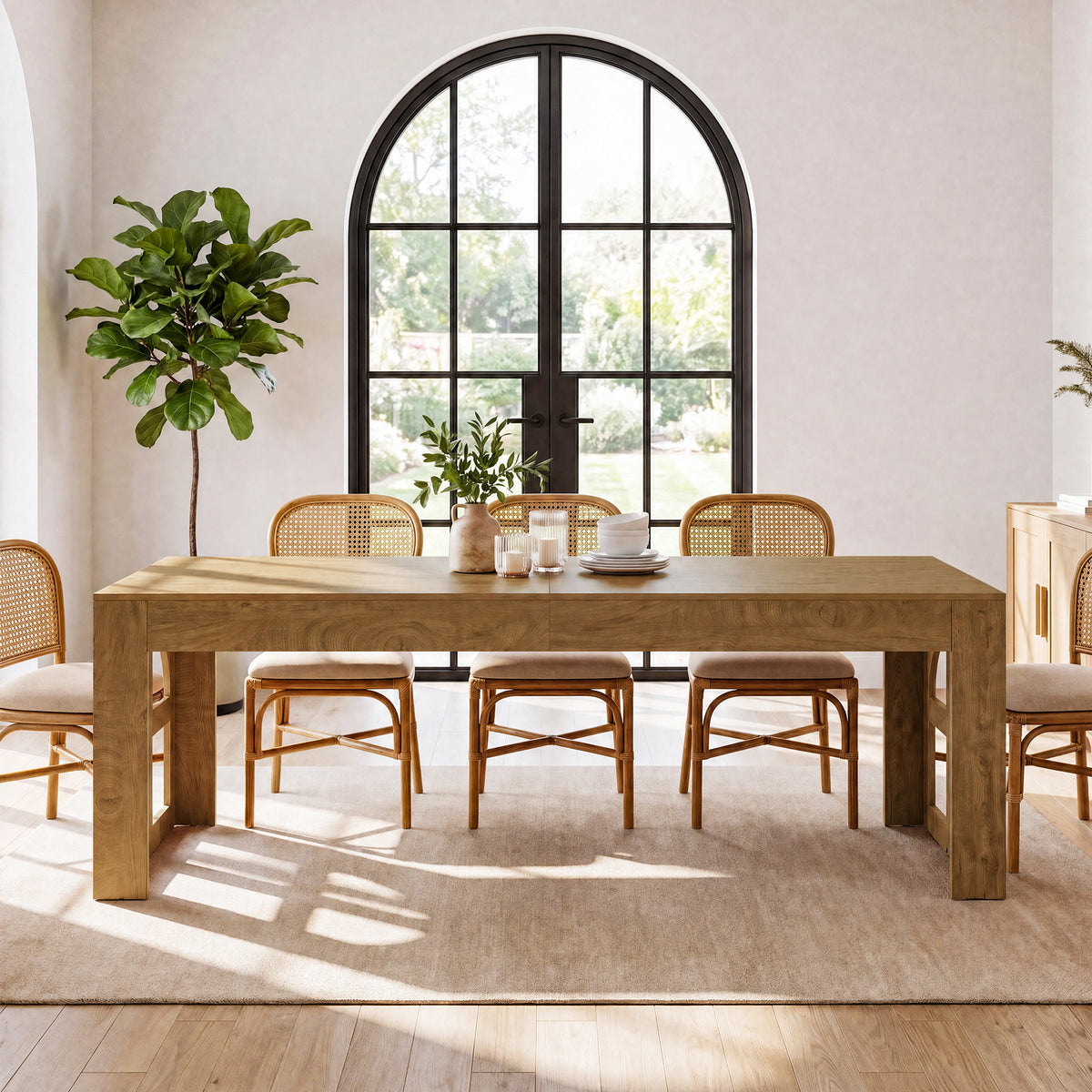 79" Farmhouse Dining Table for 6-8, Rectangular Kitchen Table for Dining Room