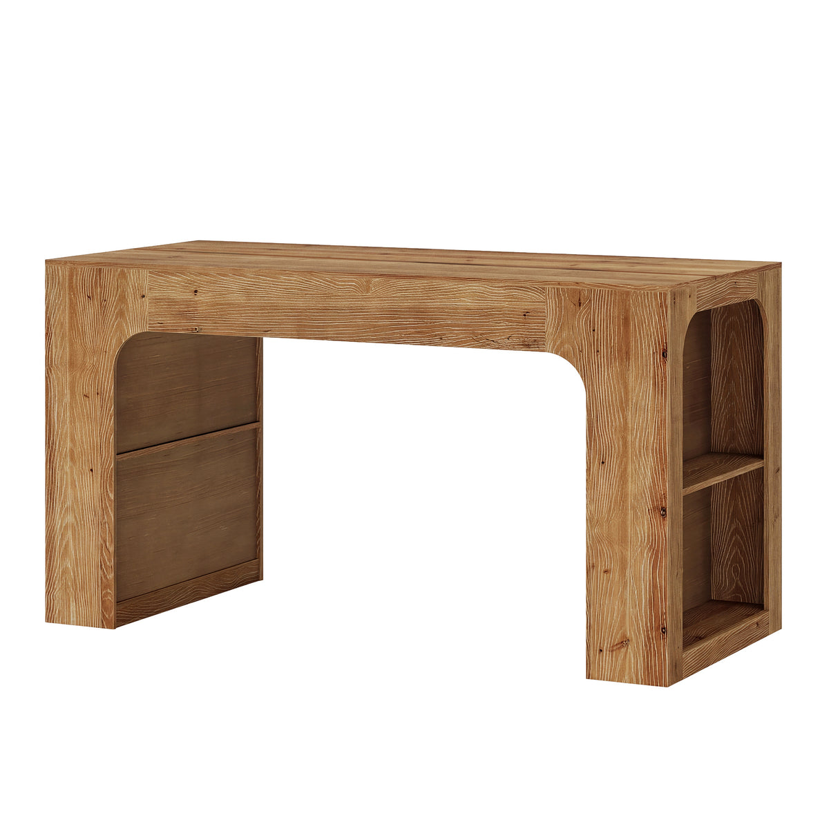 63" Solid Wood Kitchen Island with Storage Shelves, Kitchen & Dining Room
