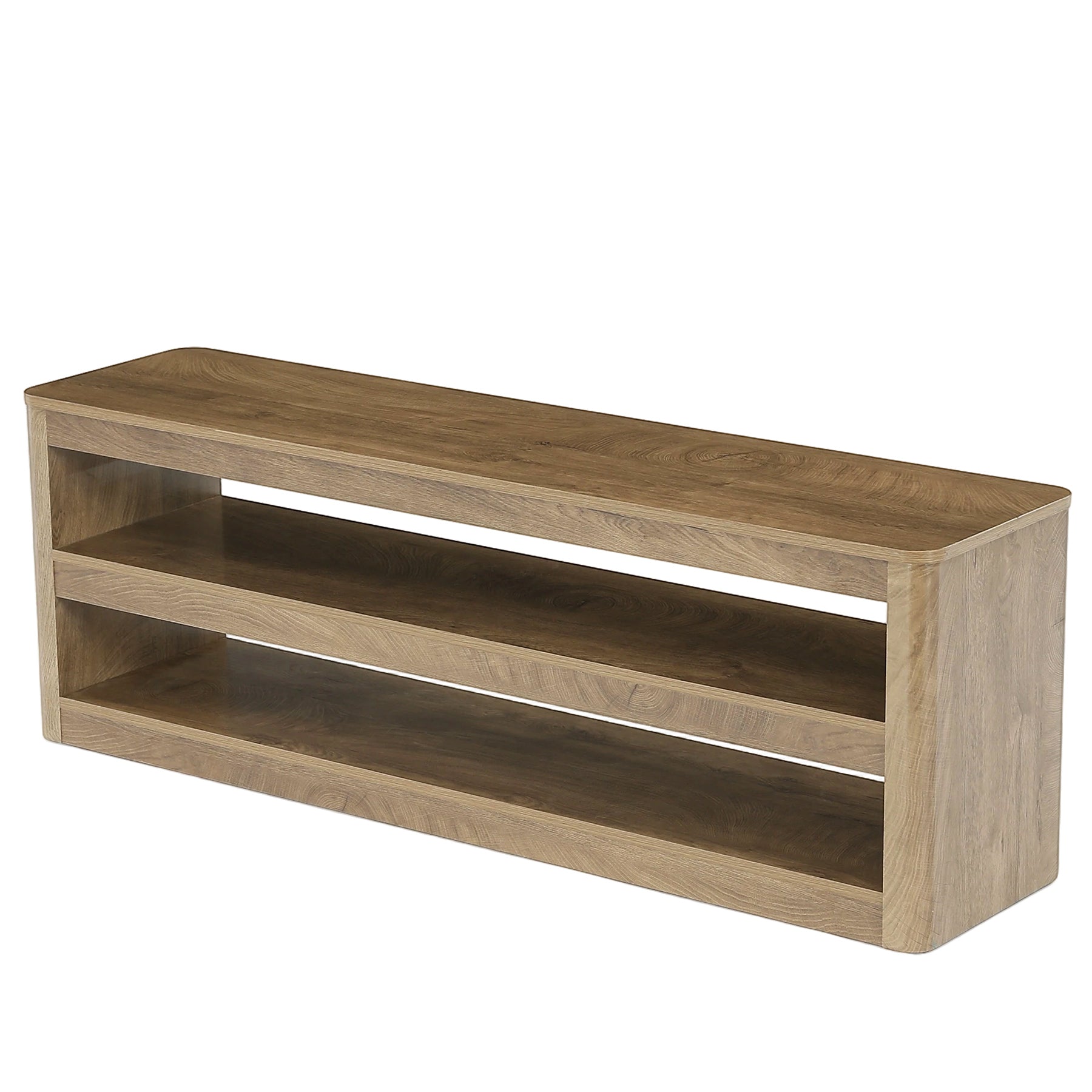 55" Entryway Bench, 3-Tier Shoe Bench End of Bed Seat for Hallway, Bedroom