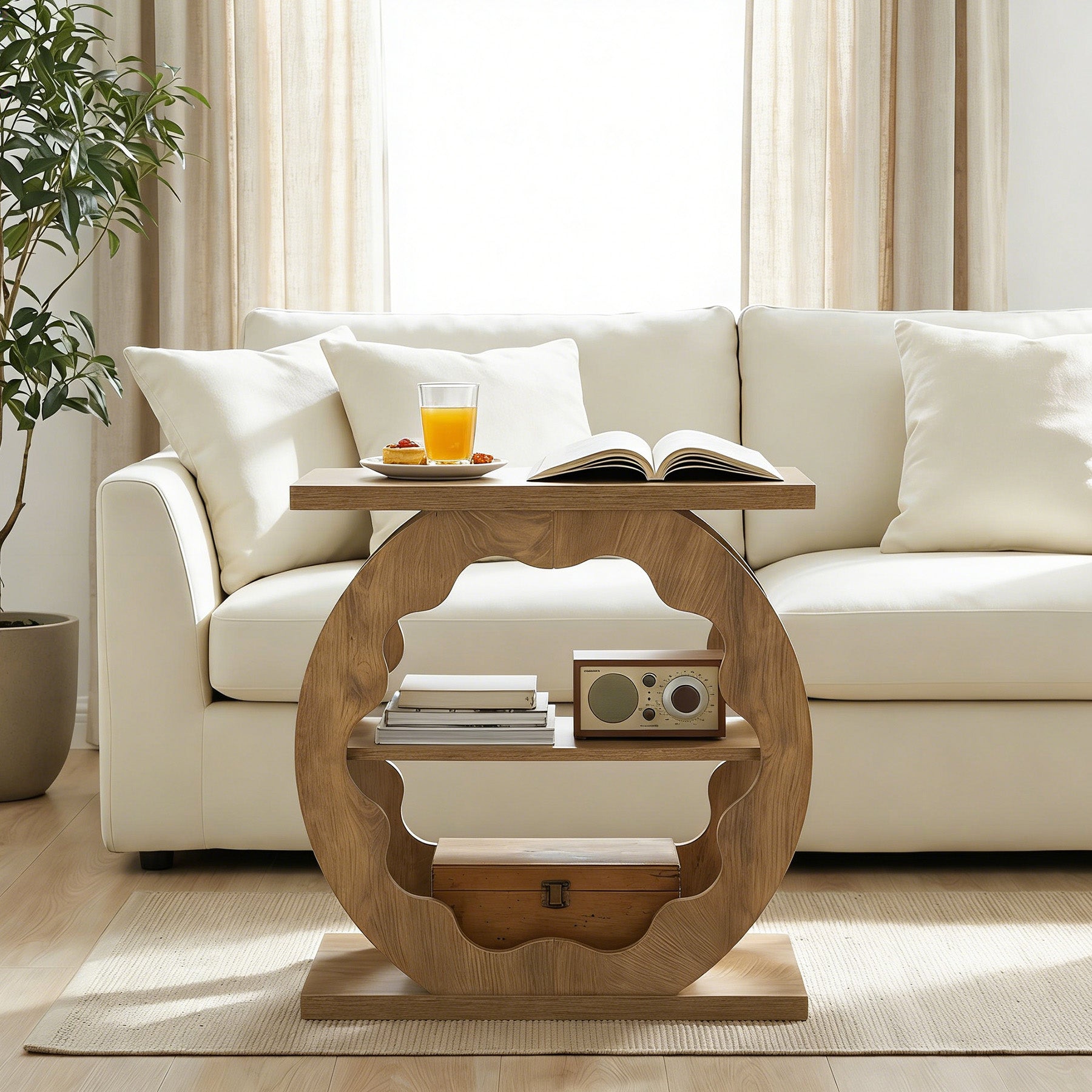 3-Tier End Table with Storage Shelves, Narrow Side Table for Living Room