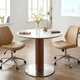31.5" Round Conference Table, Small Wood Meeting Room Table for 2-4 People 3