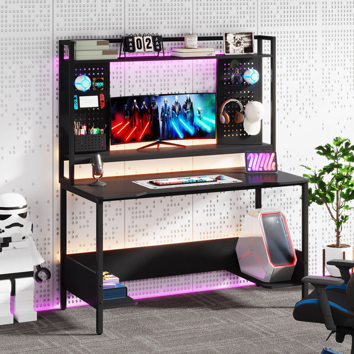 Tribesigns Gaming Desk, 55" Gamer Computer Table with Hutch & Monitor Stand Tribesigns