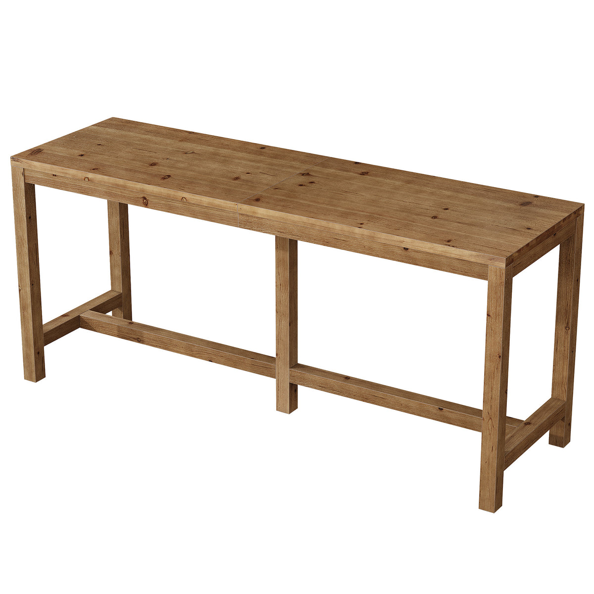 70.9" Solid Wood Bar Table for 6-8 People, Narrow Counter Height Pub Table with Footrest