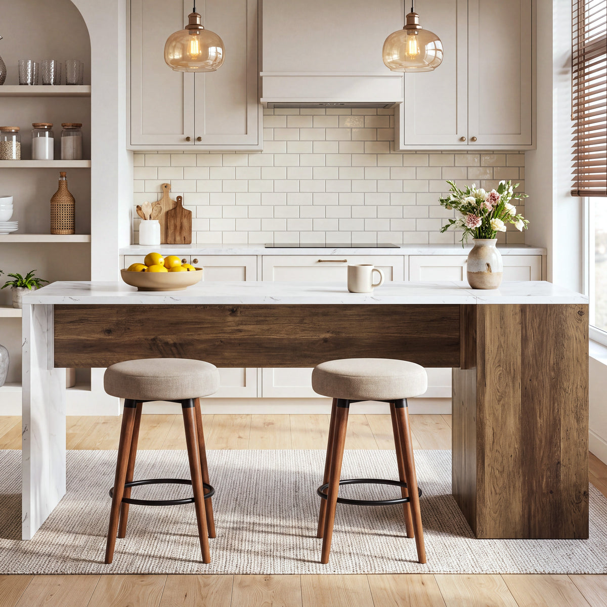 71" Bar Table, Farmhouse Counter Height Pub Table with Two Side Shelves for Bistro, Kitchen