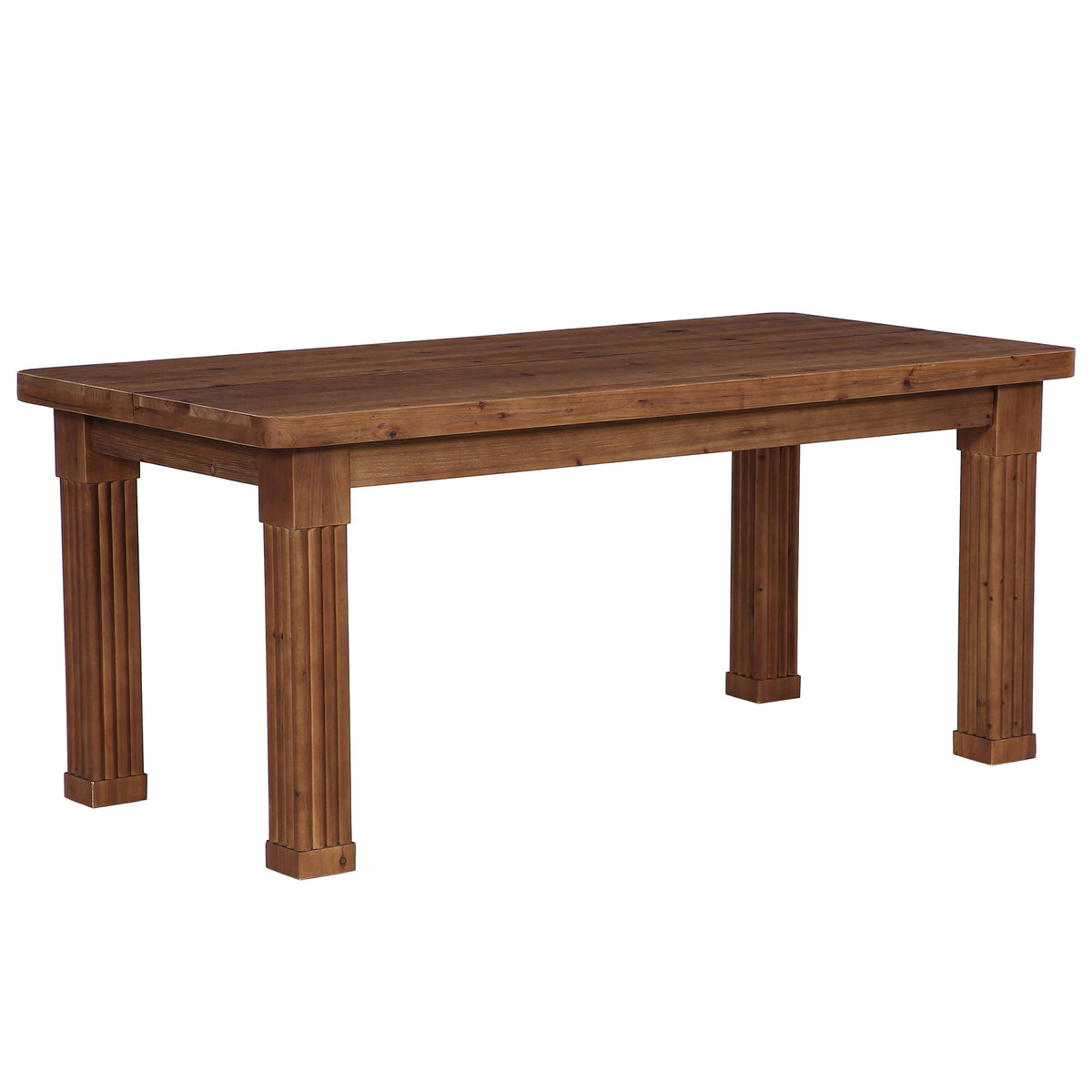 63" Farmhouse Solid Wood Dining Table for 4-6, Fluted Legs