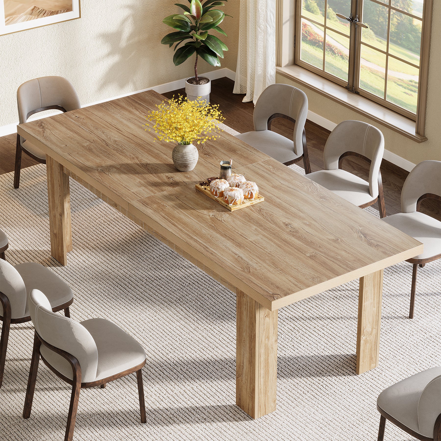 79" Dining Table for 6-8 People, Rectangular Kitchen Table for Dining Room