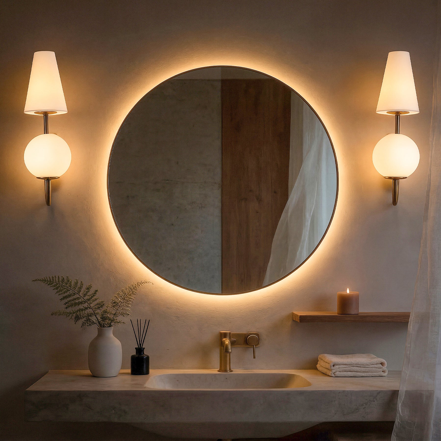 Double-Headed Wall Sconce, Elegant Wall Lamp Light Fixtures with Glass Shade