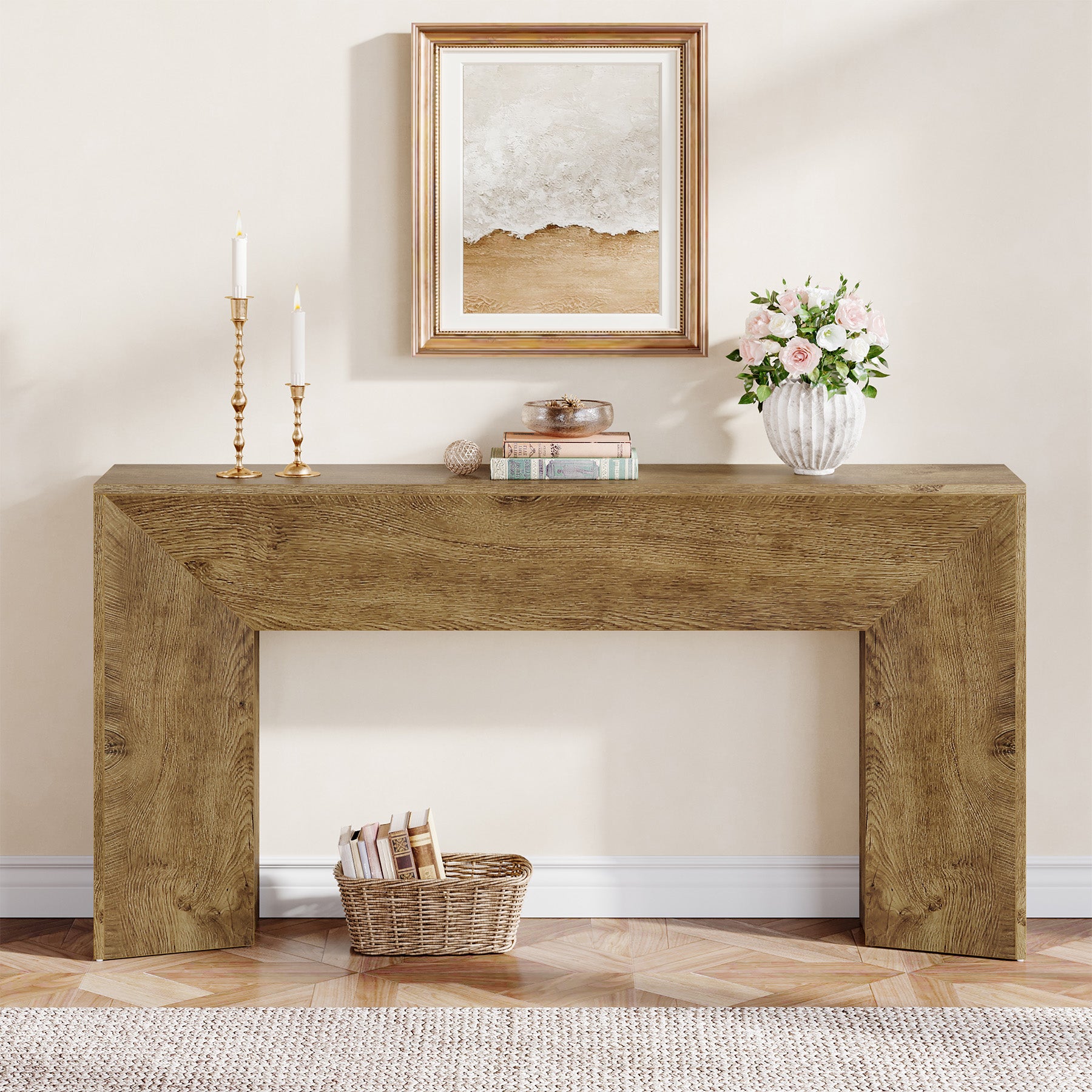63" Extra Long Console Table for Entryway, Modern Wooden Sofa Table for Living Room