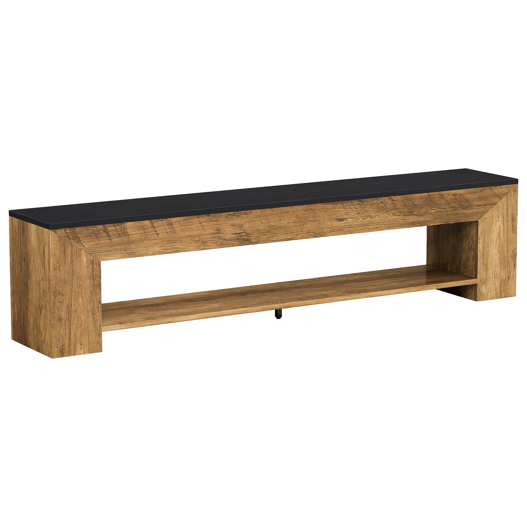 71" Entryway Bench with Shoe Storage, Farmhouse Shoe Bench with 2 Shelves