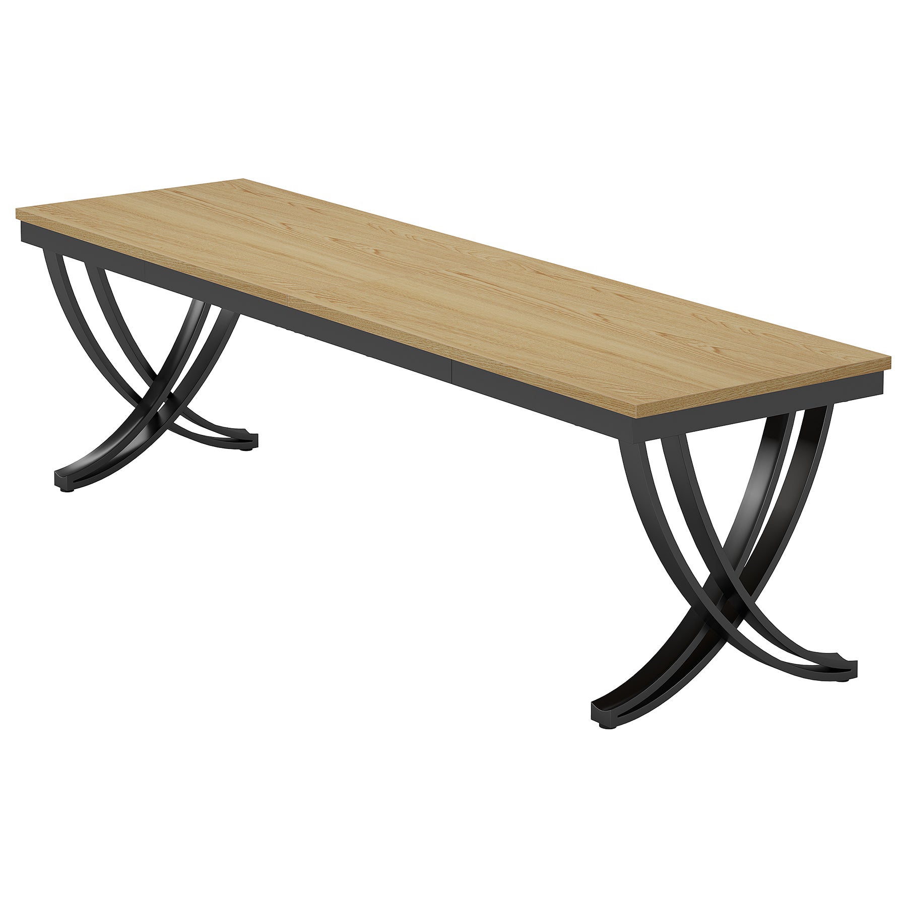 Rectangular Dining Table for 6-8, 78" Farmhouse Dinner Table with Metal Legs
