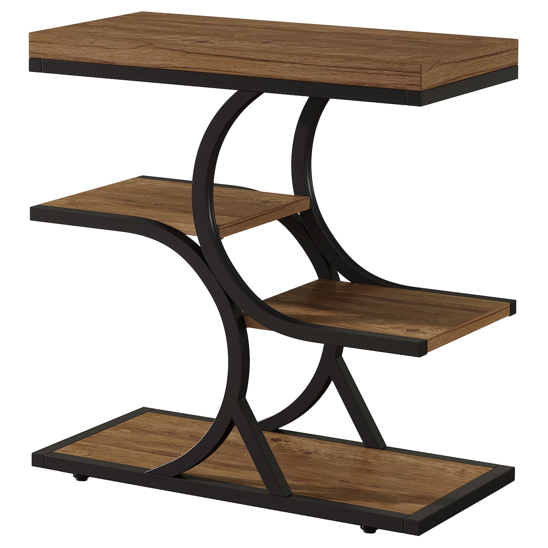 23.62" End Table with 4-Tier Shelf, Narrow Side Table with Metal Frame for Small Spaces
